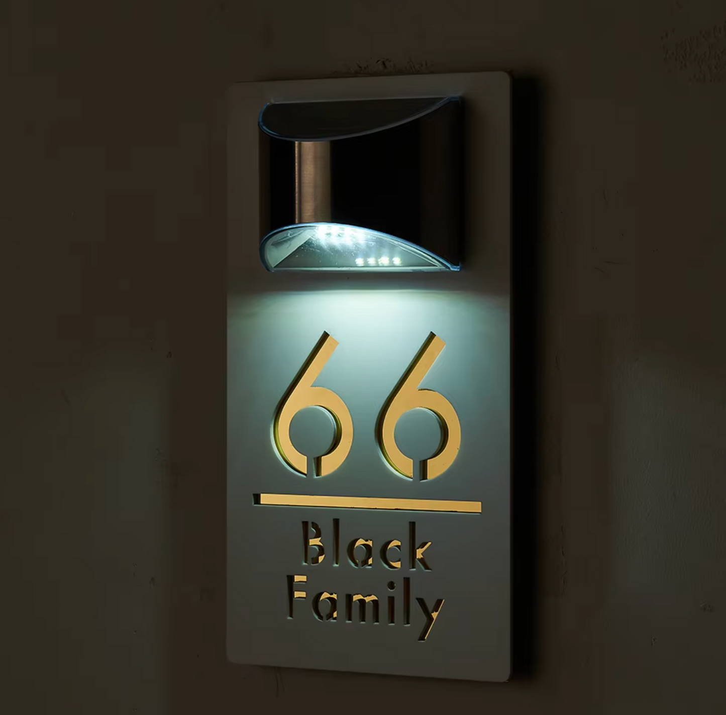 Personalized Solar Modern Door Plaque 2in1 (Engraved)